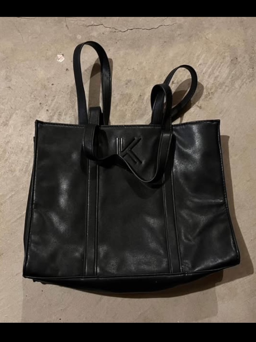 Kendall & Kylie Black Leather Laptop Tote